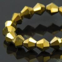 Бусины на нитях "Гальваника", биконус, 4х4 мм, цвет: АВ золотистый, около 118 штук