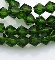 Бусины на нитях "Австрийский хрусталь (имитация)", биконус, 6х6 мм, цвет: зеленый, около 50 штук