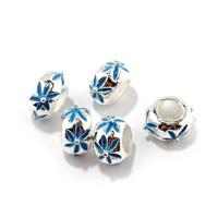 Бусины металлические с эмалью "Pandora", цвет: голубой, 10 штук, артикул PN-D8