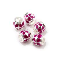 Бусины металлические с эмалью "Pandora", цвет: розовый, 10 штук, арт. PN-F151 (количество товаров в комплекте: 10)