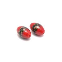 Бусины керамические "Tesoro Мурано", 17х11 мм, цвет: красный, 2 бусины (арт. TS.D5162-09) (количество товаров в комплекте: 2)