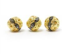 Бусины металлические со стразами "Tesoro", 8 мм, цвет золото, 5 штук (арт. TS-L26.G23) (количество товаров в комплекте: 5)
