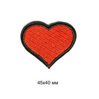 Термоаппликации вышитые "Красное сердце", 45x40 мм, 10 штук (арт. TBY.S03) (количество товаров в комплекте: 10)