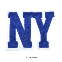 Аппликации пришивные махровые "NY", цвет: синий, 11,5х9,5 см, 10 штук (количество товаров в комплекте: 10)