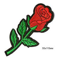 Термоаппликации вышитые "Красная роза", 5,5х11,5 см, 10 штук (количество товаров в комплекте: 10)