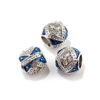 Бусины металлические со стразами "Pandora", 10 мм, цвет: синий, 10 штук, арт. PN-L5 (количество товаров в комплекте: 10)
