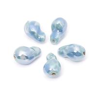 Бусины керамические "TESОRO" (цвет: 035, голубой), 18х10 мм, 5 штук