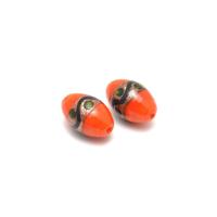 Бусины керамические "Мурано" (цвет: 6, оранжевый), 17х11 мм, 2 штуки