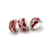 Бусины металлические с эмалью "Pandora", цвет: красный (10 штук)
