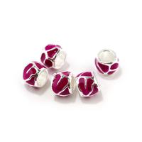 Бусины металлические с эмалью "Pandora", цвет: розовый (10 штук)