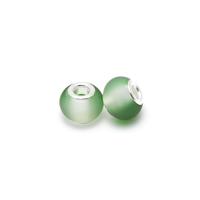 Бусины стеклянные "Pandora", цвет: бело-зеленый (2 штуки)