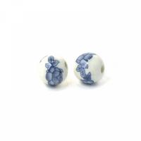 Бусины керамические Tesoro, арт. TS.E8466.52, цвет: белый/синий, 2 штуки