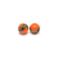 Бусины "Мурано", 12 мм, оранжевый, 2 штуки