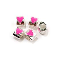 Бусины металлические с эмалью "Pandora", розовый, 10 штук, арт. PN-F59