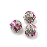 Бусины металлические со стразами "Pandora", розовый, 10 штук, арт. PN.L5.3
