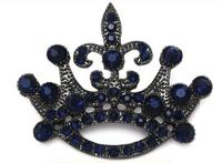 Украшение "Корона", цвет: черный никель, темно-синий, 36,5x44,5 мм, арт. ГСХ469