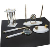 Набор настольный "Delucci", 6 предметов, белый мрамор с золотой отделкой