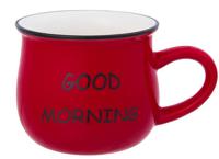 Кружка "Доброе утро", цвет: красный, бочонок, 13x9,5x8 см, 400 мл