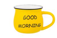 Кружка "Доброе утро", цвет: ярко-желтый, бочонок, 11x8x7 см, 250 мл