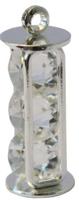 Подвеска декоративная с кристаллами прямоугольная, цвет: серебро, 2 штуки. арт. 133