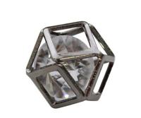Бусина-коробочка со стразом "Куб", цвет: черный никель, 2 штуки