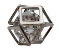 Бусина-коробочка со стразом "Куб", цвет: серебро, 2 штуки
