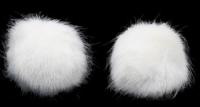 Помпон из искусственного меха (кролик), цвет: O белый, 8 см, 2 штуки