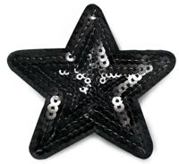 Термоаппликация с пайетками "Звезда", цвет: чёрный, 77 мм, 2 штуки, арт. ГФ931