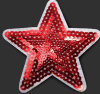 Термоаппликация с пайетками "Звезда", цвет: красный, 77 мм, 2 штуки, арт. ГФ931