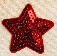 Термоаппликация с пайетками "Звезда", цвет: красный, 5,2x5,2 см, 10 штук, арт. 1881037