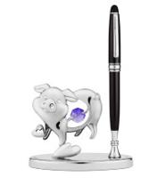 Держатель для ручки Crystocraft "Свинка", серебристого цвета, 10,2х15,4 см