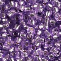 Бисер прозрачный с серебристым центром, круглое отверстие, размер 10/0, цвет: 78123 фиолетовый, 500 грамм