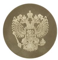 Термоаппликация "Герб России", 5,5 см, цвет: хаки/золото