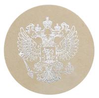 Термоаппликация "Герб России", 5,5 см, цвет: бежевый/серебро