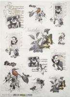 Декупажная бумага рисовая Renkalik "Ноты (Черное и белое)", 35x50 см, арт. QSIPR249