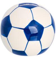 Копилка "Футбольный мяч", цвет: сине-белый, 9,8x9,8x8 см