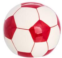 Копилка "Футбольный мяч", цвет: красно-белый, 9,8x9,8x8 см