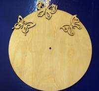Деревянная заготовка "Циферблат с бабочками", круглый, 24 см