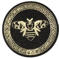 Термоаппликация "Пчела", цвет: черный, золото, 65 мм, 2 штуки, арт. ГС584 (количество товаров в комплекте: 2)