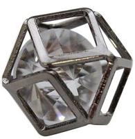 Бусина со стразами "Куб", цвет: черный никель, 5 штук