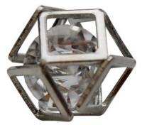 Бусина со стразами "Куб", цвет: серебро, 5 штук