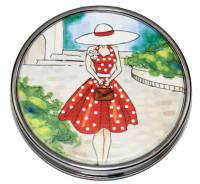 Зеркало компактное "Дама в красном", 75 мм