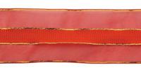 Лента капроновая с люрексом, 44 мм x 27 м, цвет: красный/золото, арт. 0072-2460