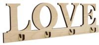 Деревянная заготовка ключница-вешалка на 4 крючка Астра "LOVE", 33x9,5 см, арт. L-781