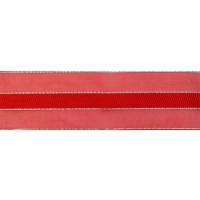 Лента капроновая люрексовыми нитями Vintage Line, 44 мм x 3 м, цвет: красный, серебрянный, арт. 7715113