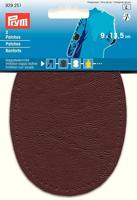 Заплатки пришивные "Prym", 9x13,5 см, искусственная кожа наппа, цвет: темно-коричневый, 2 штуки, арт. 929251