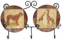 Тарелка настенная "Африканские животные", горизонтальная с 3 крючками, 12 см, 2 предмета