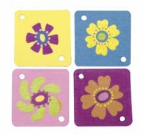 Заготовки для декорирования Rayher "Дощечки с цветами", 3х3 см, 8 штук, арт. 8645500