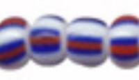 Бисер "Preciosa", полосатый, 50 грамм, 08/0, цвет: 03390 белый/красный/синий, арт. 311-19001