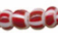 Бисер "Preciosa", полосатый, 50 грамм, 08/0, цвет: 03910 белый/красный, арт. 311-19001